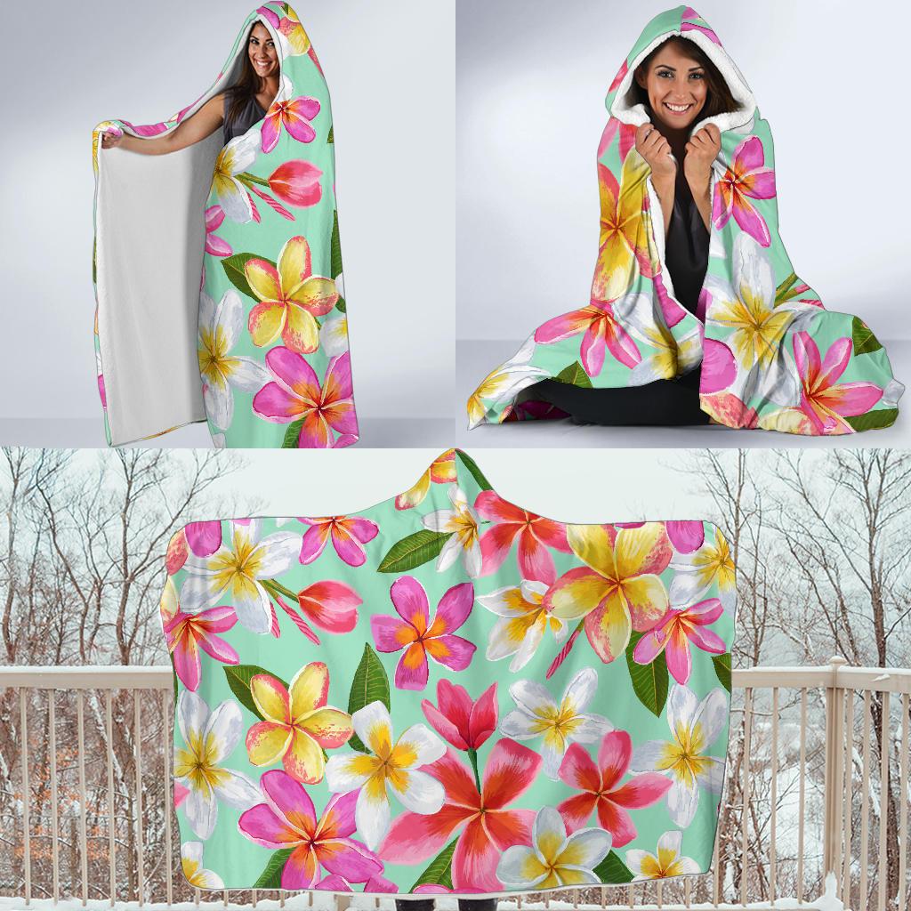 Plumeria Pattern Print Design PM014 Hooded Blanket-JORJUNE.COM