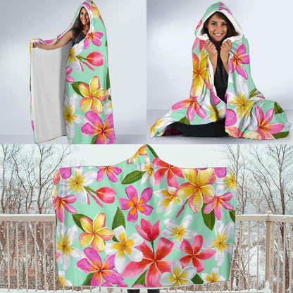 Plumeria Pattern Print Design PM014 Hooded Blanket-JORJUNE.COM