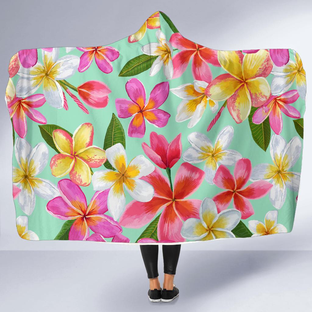 Plumeria Pattern Print Design PM014 Hooded Blanket-JORJUNE.COM