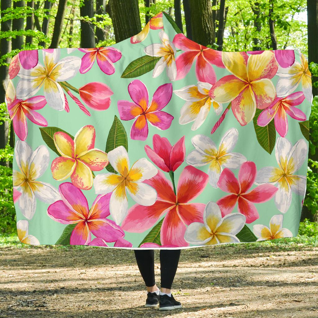 Plumeria Pattern Print Design PM014 Hooded Blanket-JORJUNE.COM