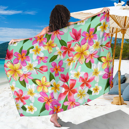 Plumeria Pattern Print Design PM014 Sarong Pareo Wrap-JORJUNE.COM