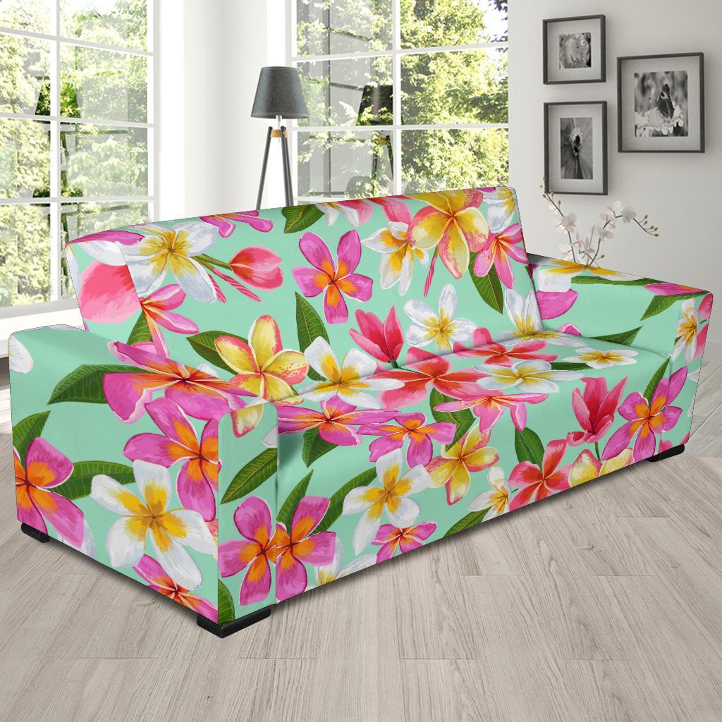 Plumeria Pattern Print Design PM014 Sofa Slipcover-JORJUNE.COM