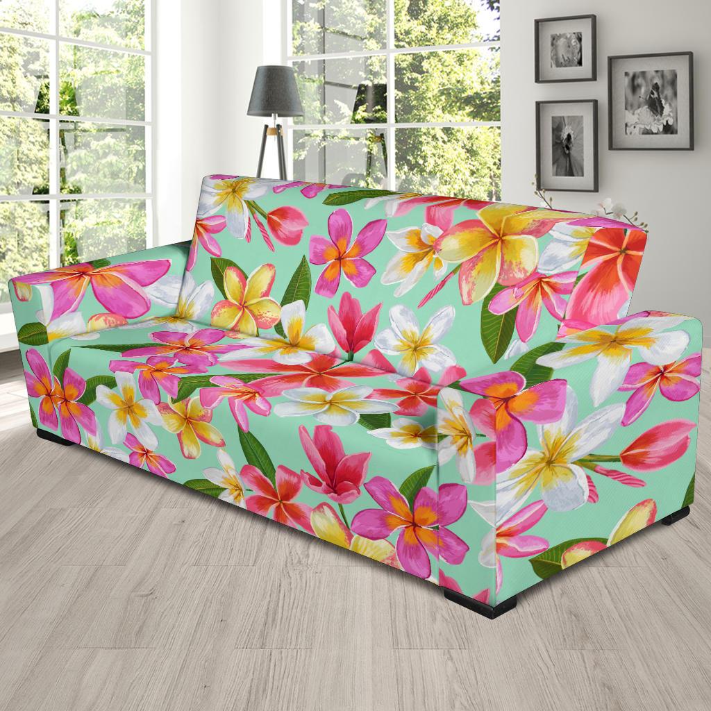 Plumeria Pattern Print Design PM014 Sofa Slipcover-JORJUNE.COM