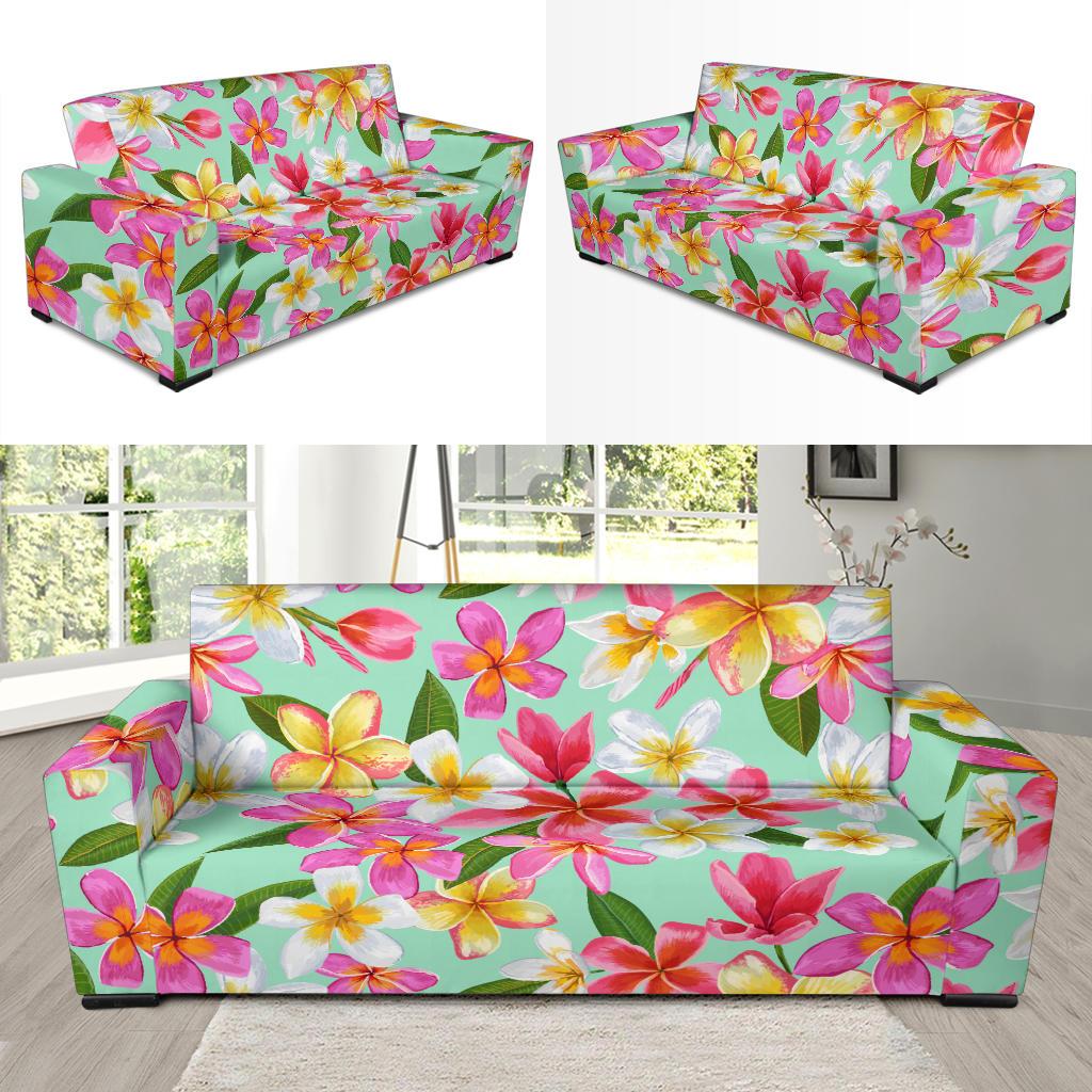 Plumeria Pattern Print Design PM014 Sofa Slipcover-JORJUNE.COM