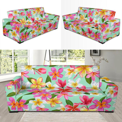 Plumeria Pattern Print Design PM014 Sofa Slipcover-JORJUNE.COM