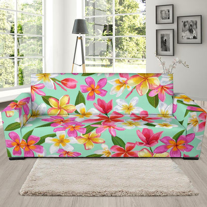 Plumeria Pattern Print Design PM014 Sofa Slipcover-JORJUNE.COM