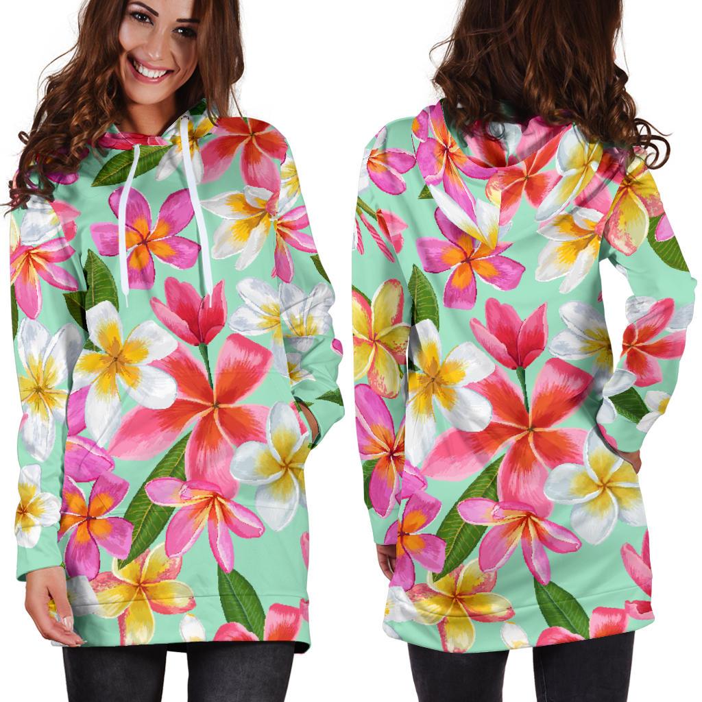 Plumeria Pattern Print Design PM014 Women Hoodie Dress