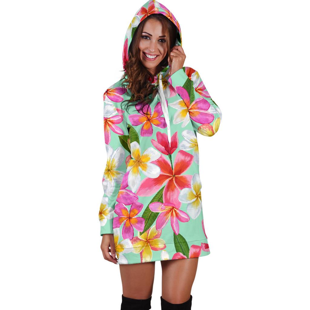 Plumeria Pattern Print Design PM014 Women Hoodie Dress