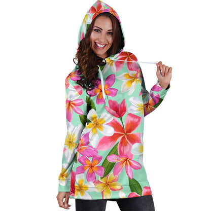Plumeria Pattern Print Design PM014 Women Hoodie Dress