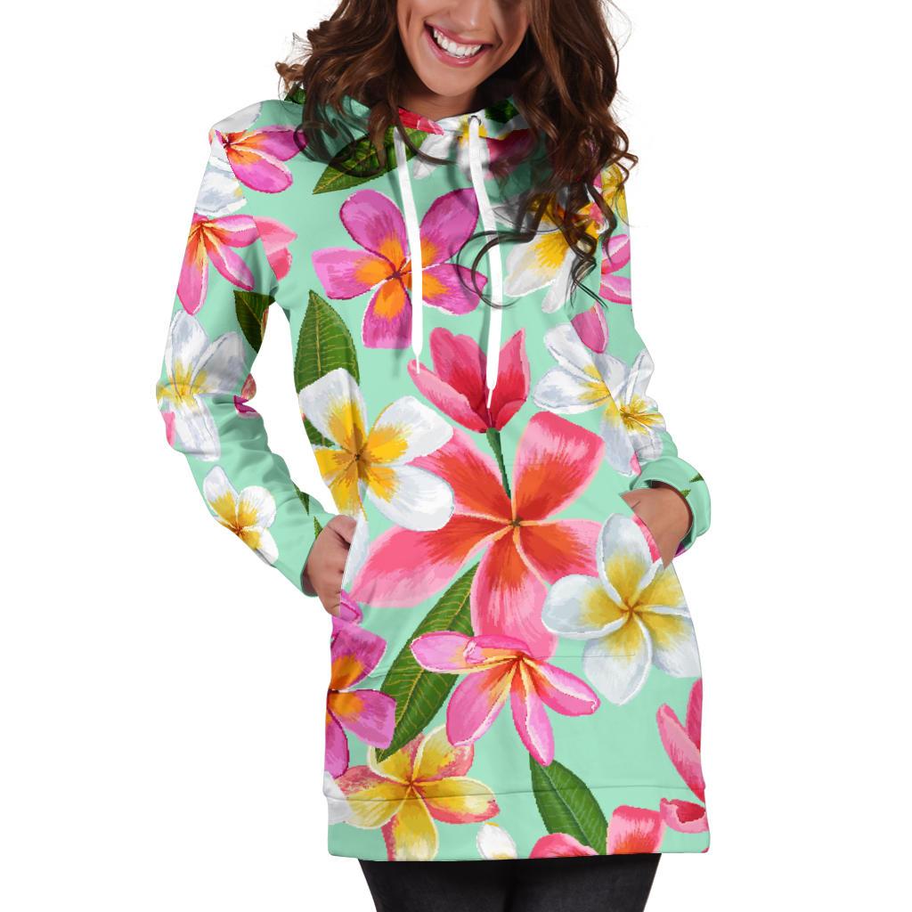 Plumeria Pattern Print Design PM014 Women Hoodie Dress
