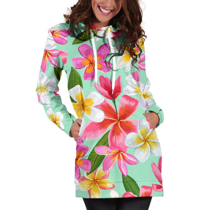 Plumeria Pattern Print Design PM014 Women Hoodie Dress