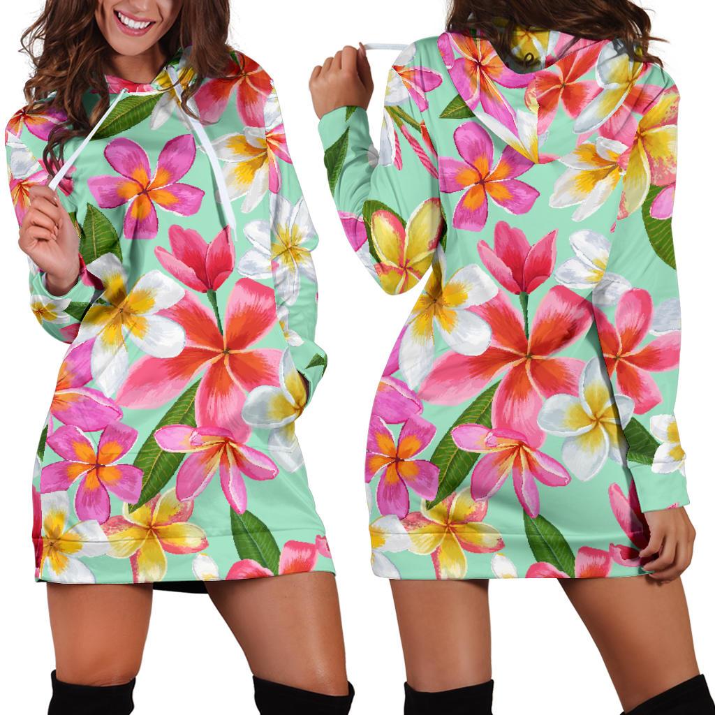 Plumeria Pattern Print Design PM014 Women Hoodie Dress