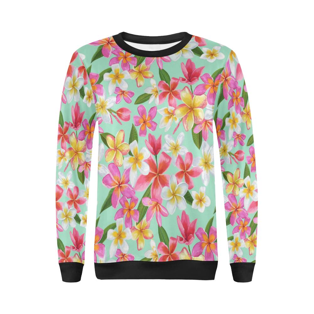 Plumeria Pattern Print Design PM014 Women Long Sleeve Sweatshirt-JorJune