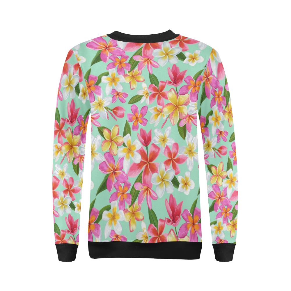 Plumeria Pattern Print Design PM014 Women Long Sleeve Sweatshirt-JorJune