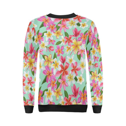 Plumeria Pattern Print Design PM014 Women Long Sleeve Sweatshirt-JorJune