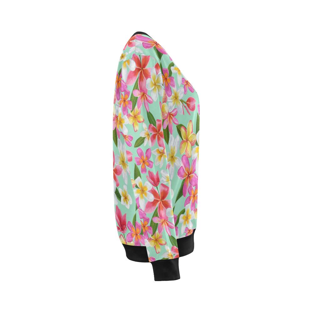 Plumeria Pattern Print Design PM014 Women Long Sleeve Sweatshirt-JorJune