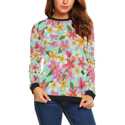 Plumeria Pattern Print Design PM014 Women Long Sleeve Sweatshirt-JorJune