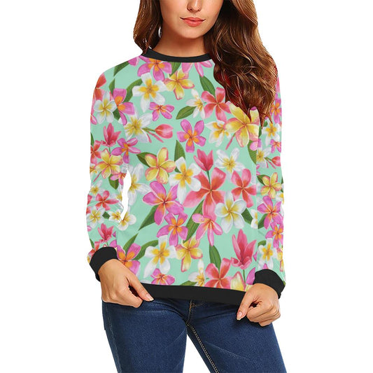 Plumeria Pattern Print Design PM014 Women Long Sleeve Sweatshirt-JorJune