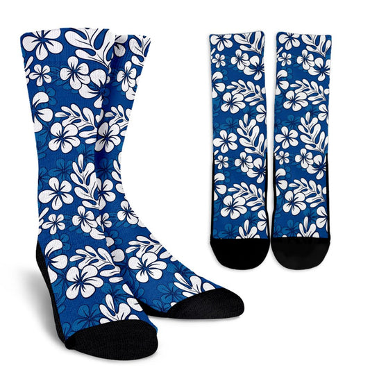 Plumeria Pattern Print Design PM015 Crew Socks-JORJUNE.COM