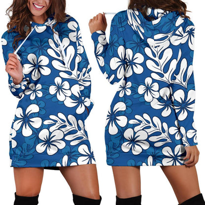 Plumeria Pattern Print Design PM015 Women Hoodie Dress
