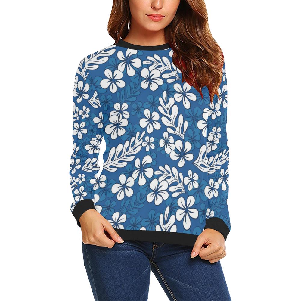 Plumeria Pattern Print Design PM015 Women Long Sleeve Sweatshirt-JorJune