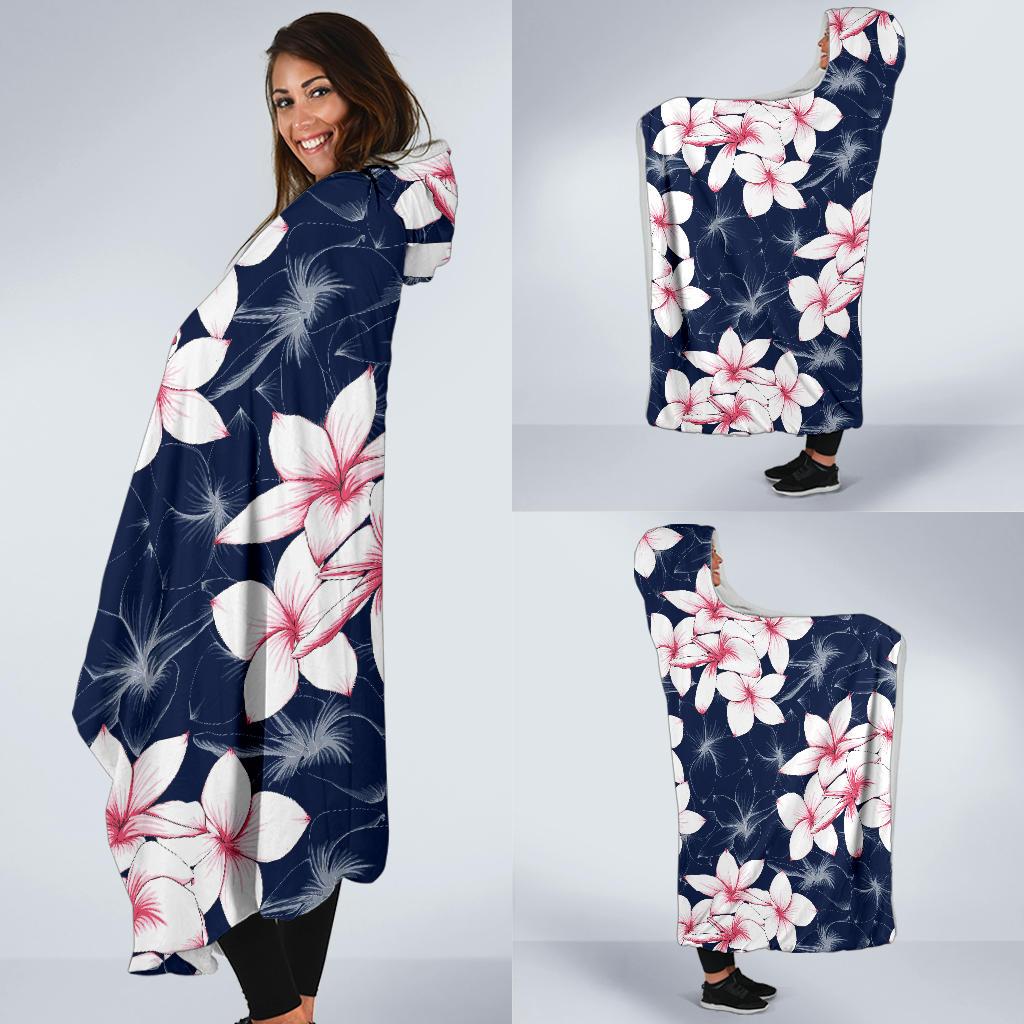 Plumeria Pattern Print Design PM017 Hooded Blanket-JORJUNE.COM