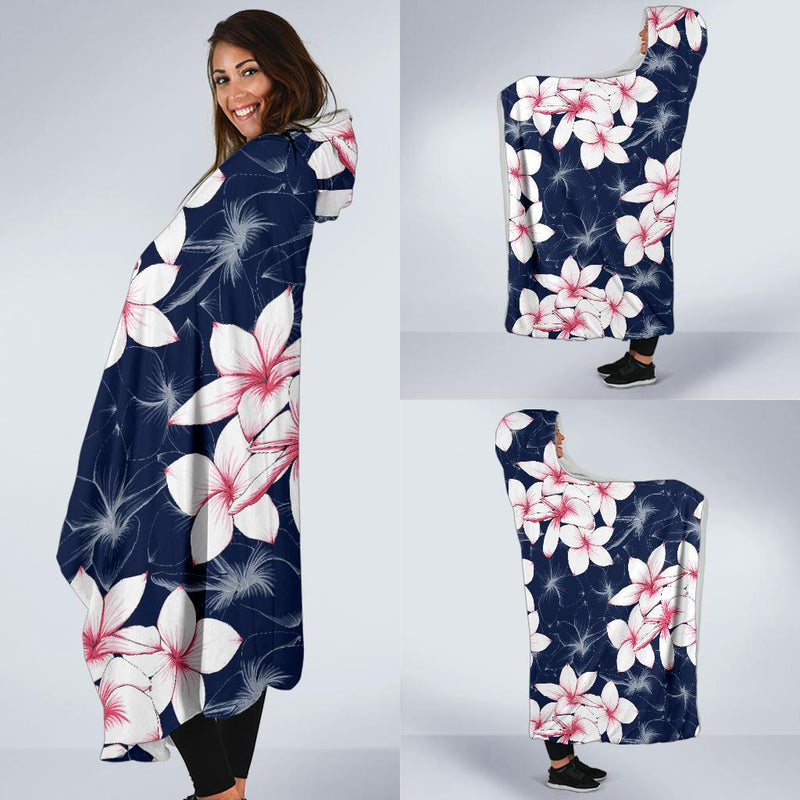 Plumeria Pattern Print Design PM017 Hooded Blanket-JORJUNE.COM