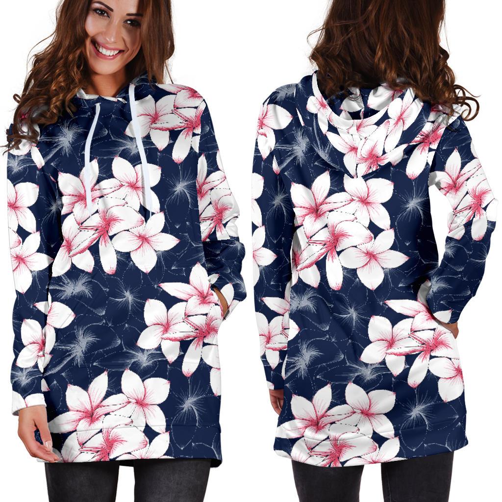 Plumeria Pattern Print Design PM017 Women Hoodie Dress