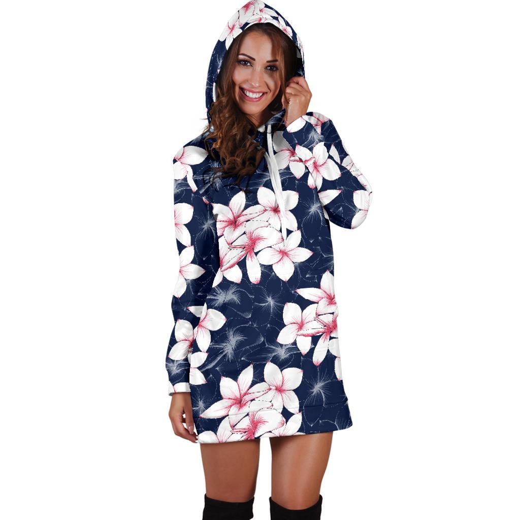Plumeria Pattern Print Design PM017 Women Hoodie Dress