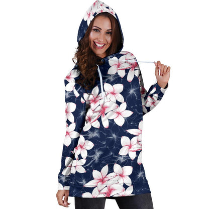 Plumeria Pattern Print Design PM017 Women Hoodie Dress