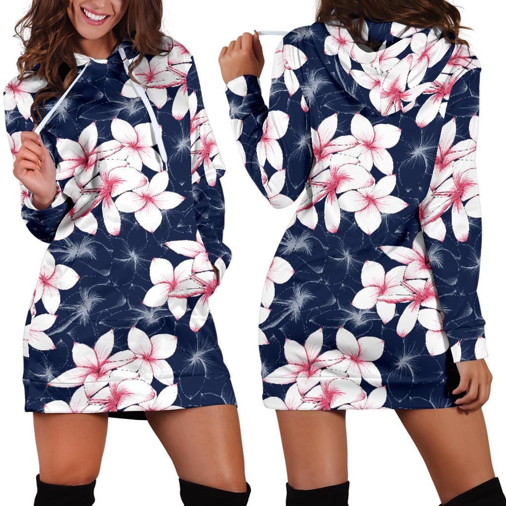 Plumeria Pattern Print Design PM017 Women Hoodie Dress