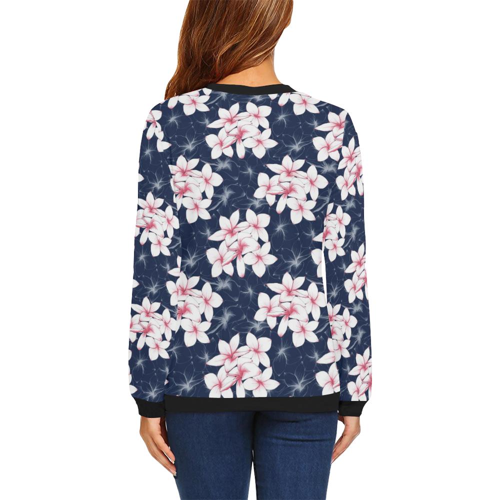 Plumeria Pattern Print Design PM017 Women Long Sleeve Sweatshirt-JorJune