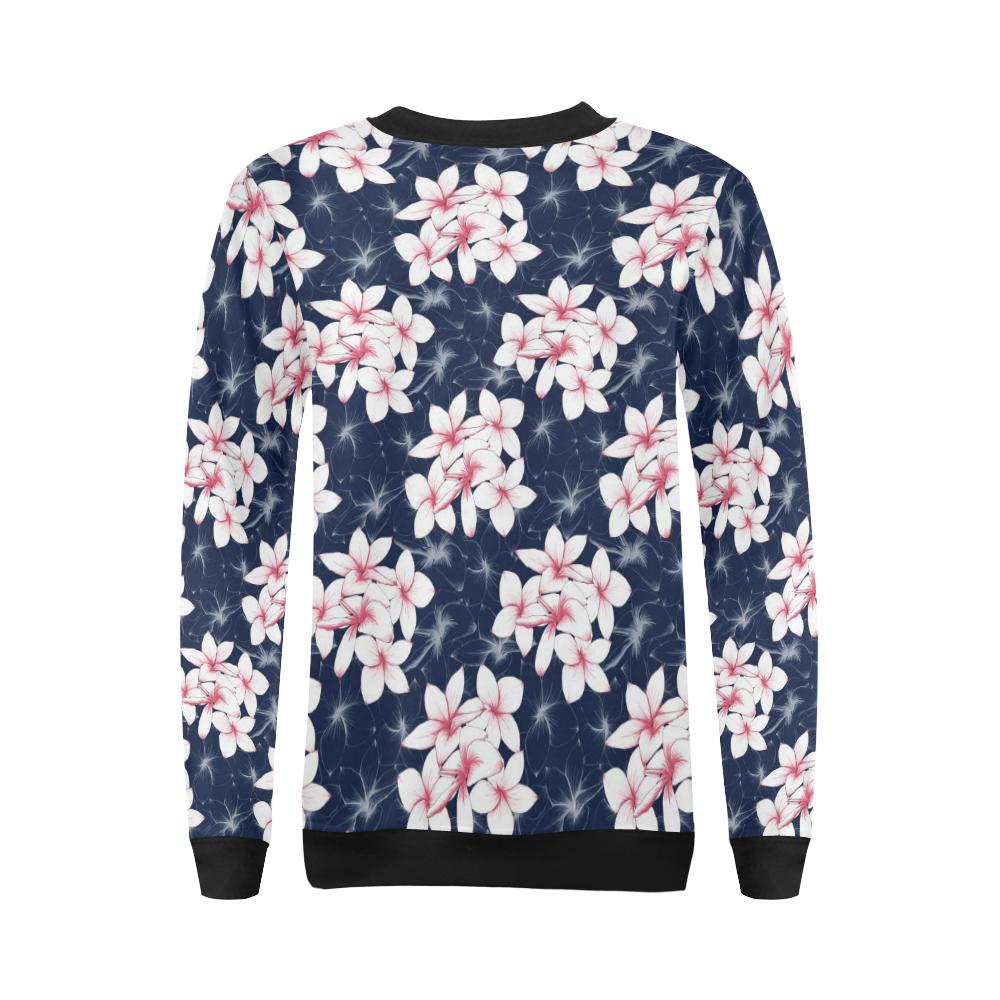 Plumeria Pattern Print Design PM017 Women Long Sleeve Sweatshirt-JorJune
