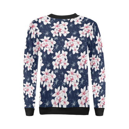 Plumeria Pattern Print Design PM017 Women Long Sleeve Sweatshirt-JorJune