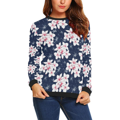 Plumeria Pattern Print Design PM017 Women Long Sleeve Sweatshirt-JorJune