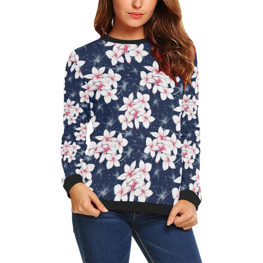 Plumeria Pattern Print Design PM017 Women Long Sleeve Sweatshirt-JorJune