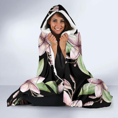 Plumeria Pattern Print Design PM02 Hooded Blanket-JORJUNE.COM