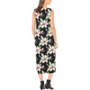 Plumeria Pattern Print Design PM02 Sleeveless Open Fork Long Dress