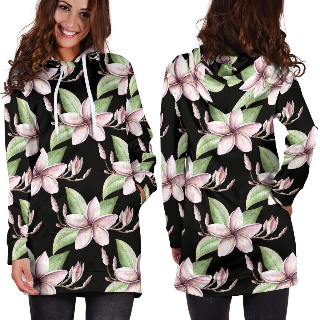 Plumeria Pattern Print Design PM02 Women Hoodie Dress