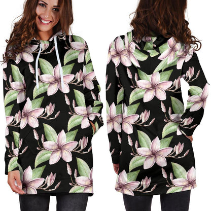Plumeria Pattern Print Design PM02 Women Hoodie Dress