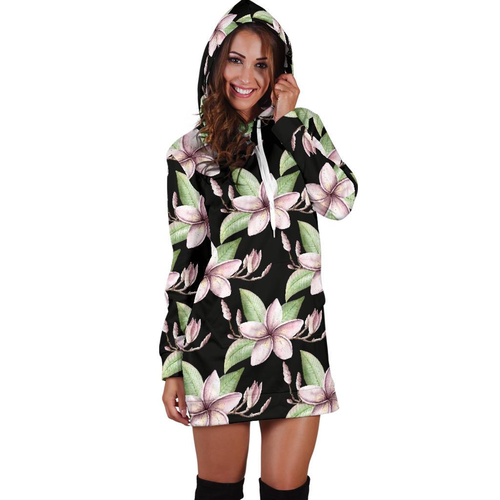 Plumeria Pattern Print Design PM02 Women Hoodie Dress