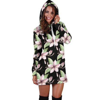 Plumeria Pattern Print Design PM02 Women Hoodie Dress
