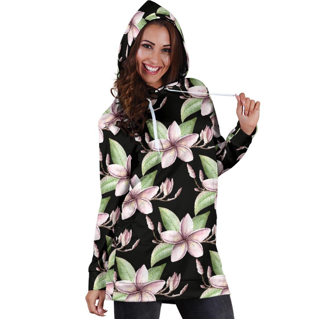 Plumeria Pattern Print Design PM02 Women Hoodie Dress