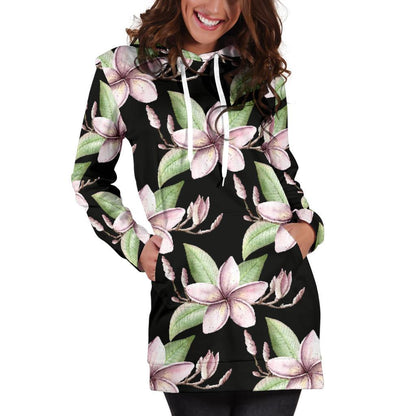 Plumeria Pattern Print Design PM02 Women Hoodie Dress