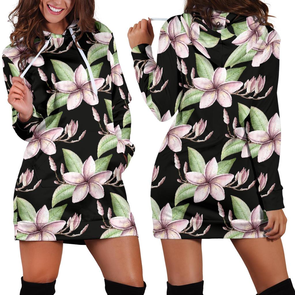 Plumeria Pattern Print Design PM02 Women Hoodie Dress