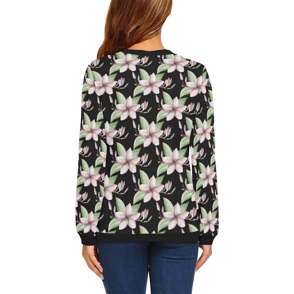 Plumeria Pattern Print Design PM02 Women Long Sleeve Sweatshirt-JorJune