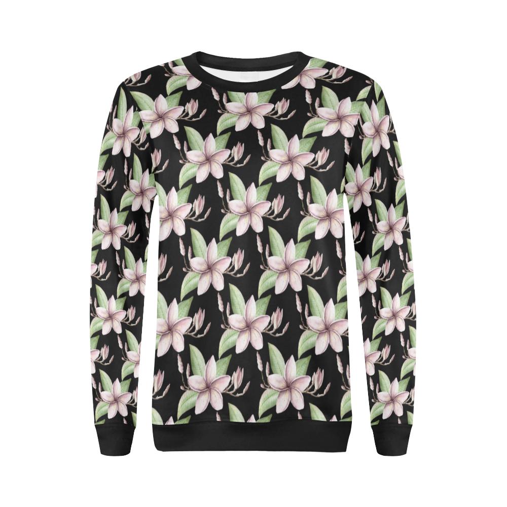 Plumeria Pattern Print Design PM02 Women Long Sleeve Sweatshirt-JorJune
