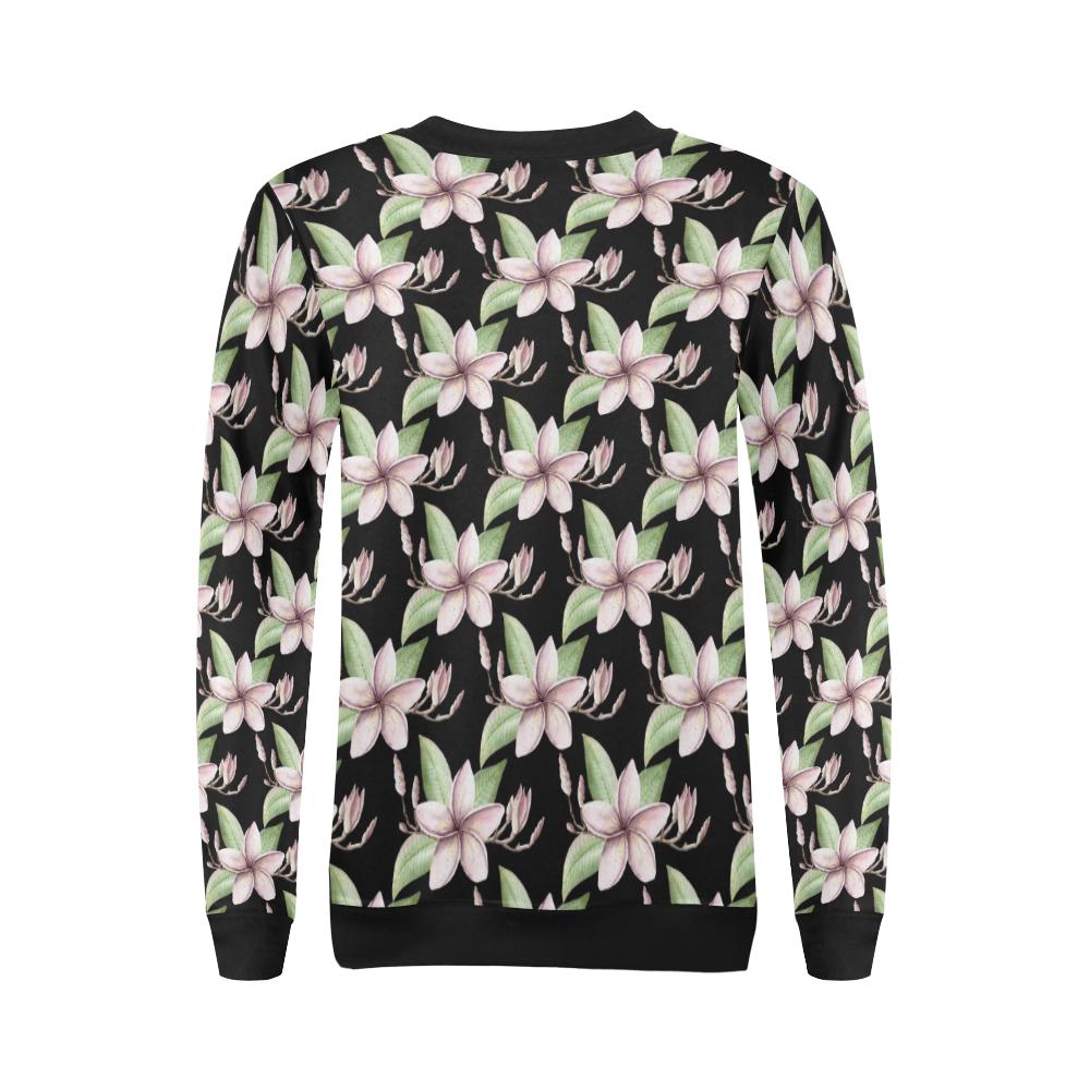 Plumeria Pattern Print Design PM02 Women Long Sleeve Sweatshirt-JorJune