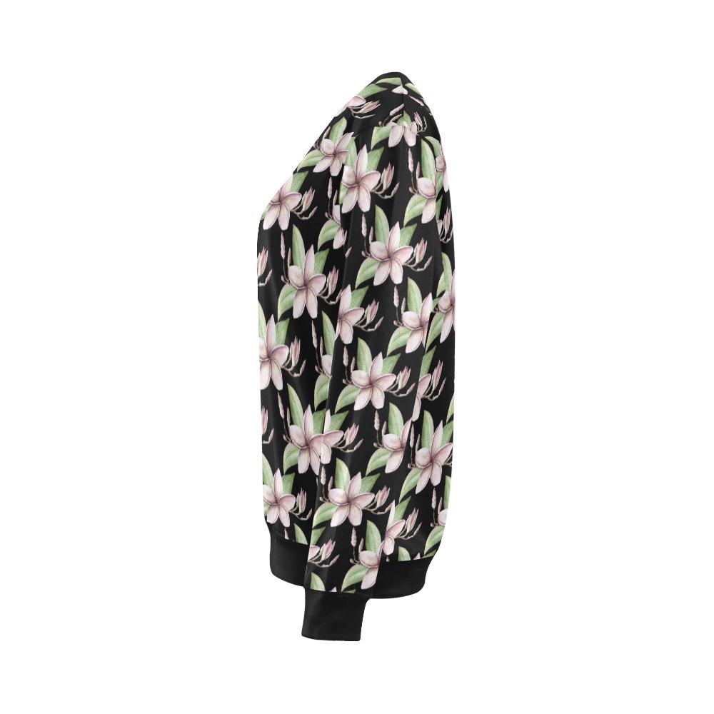 Plumeria Pattern Print Design PM02 Women Long Sleeve Sweatshirt-JorJune