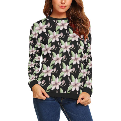 Plumeria Pattern Print Design PM02 Women Long Sleeve Sweatshirt-JorJune